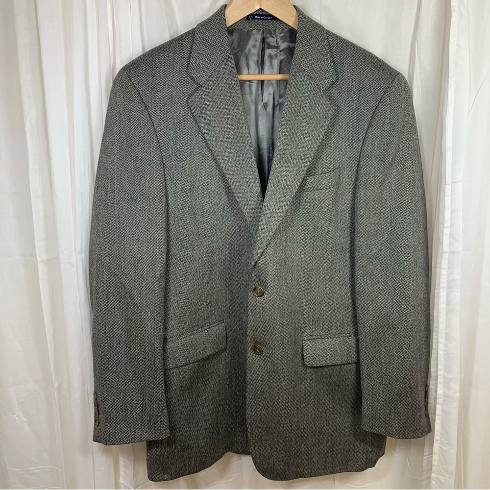Polo University Ralph Lauren 100% Wool Herringbone Blazer Sport Coat Size 46***‎